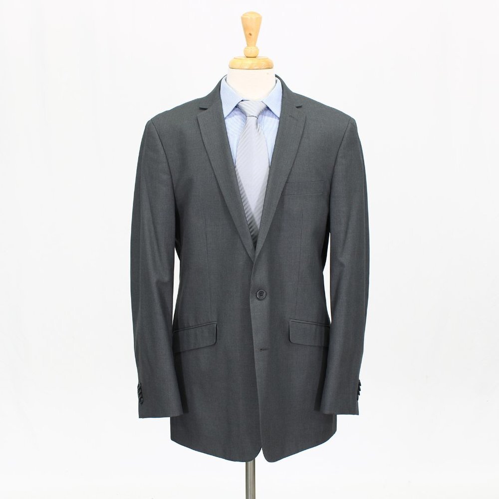Kenneth Cole 44L Gray Solid 2-Button Sport Coat Blazer Jacket B441